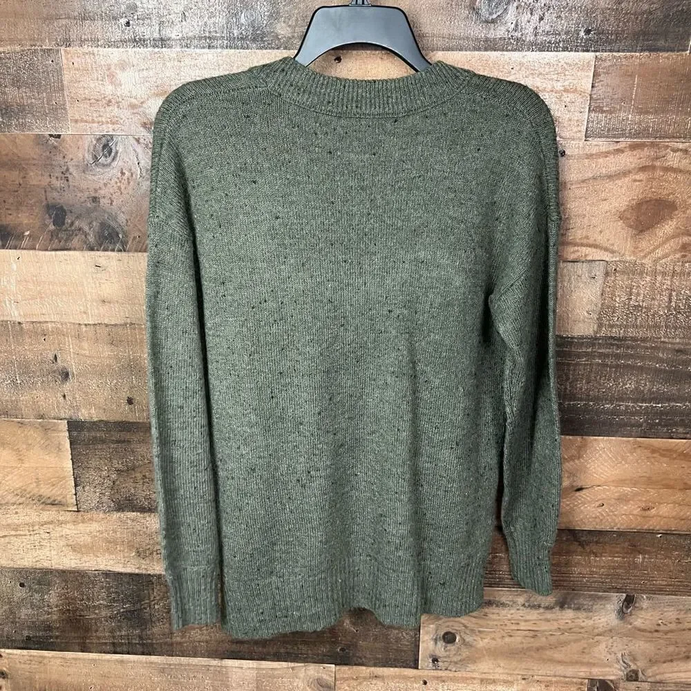 Madewell Sweater Donegal Forest Bartlett V Neck Pullover Green Black Speckled XS